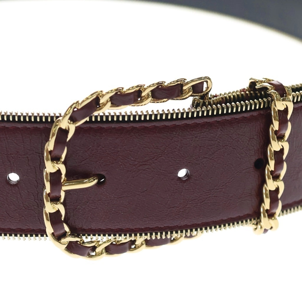 シャネル返金対応 CHANEL(シャネル) レザーベルト レッド ゴールド金具 レディース