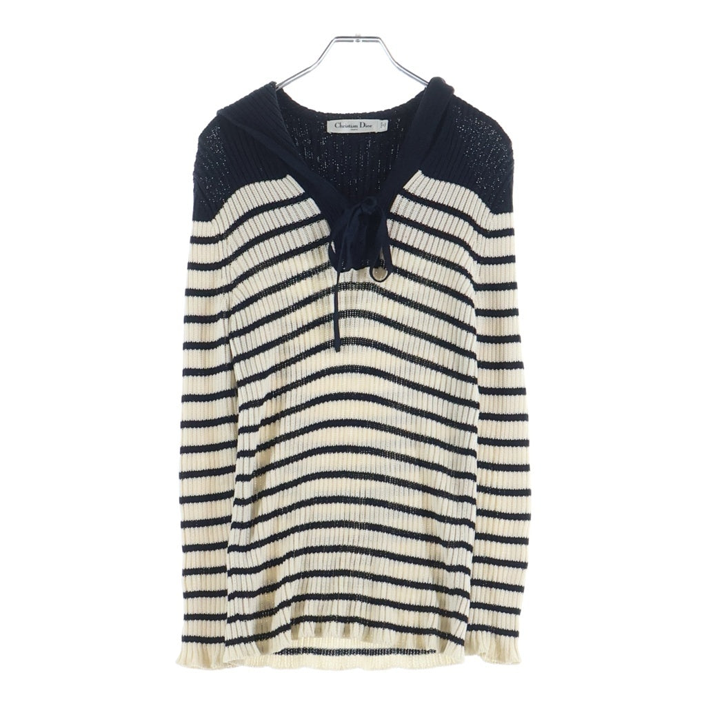 Christian Dior(クリスチャンディオール) セーラーカラーボーダーニット アイボリー×ネイビー #40 214S27AM731 レディース