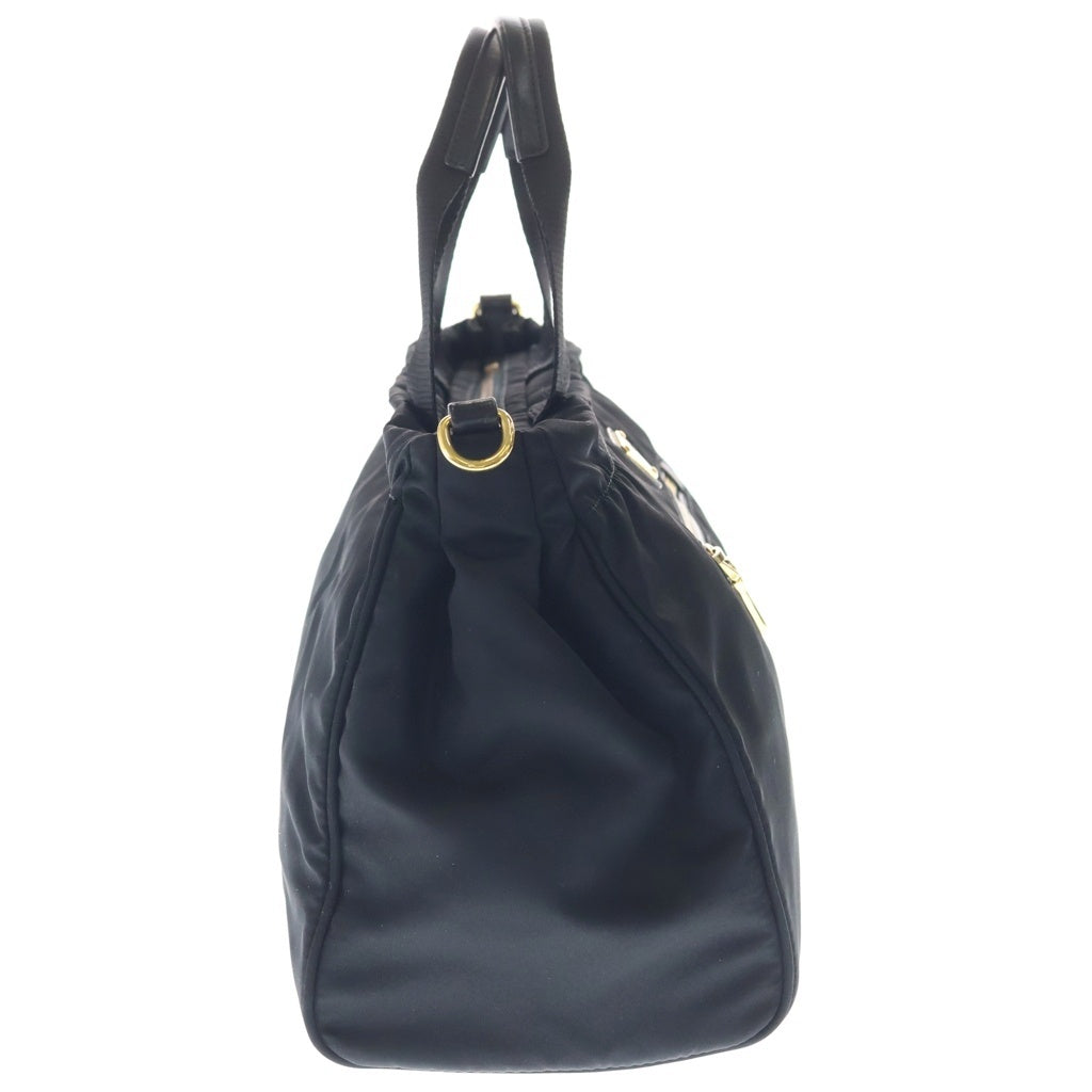 PRADA(プラダ) トライアングルロゴ ナイロン ゴールド金具 2WAY ハンドバッグ ショルダーバッグ ブラック B1843M レディース