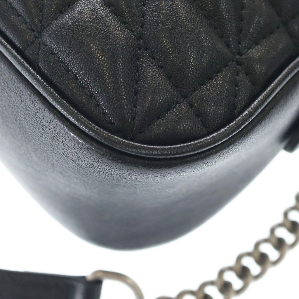 GUCCI(グッチ) GGマーモント キルティング レザー シルバー金具 ショルダーバッグ ブラック 846312 レディース