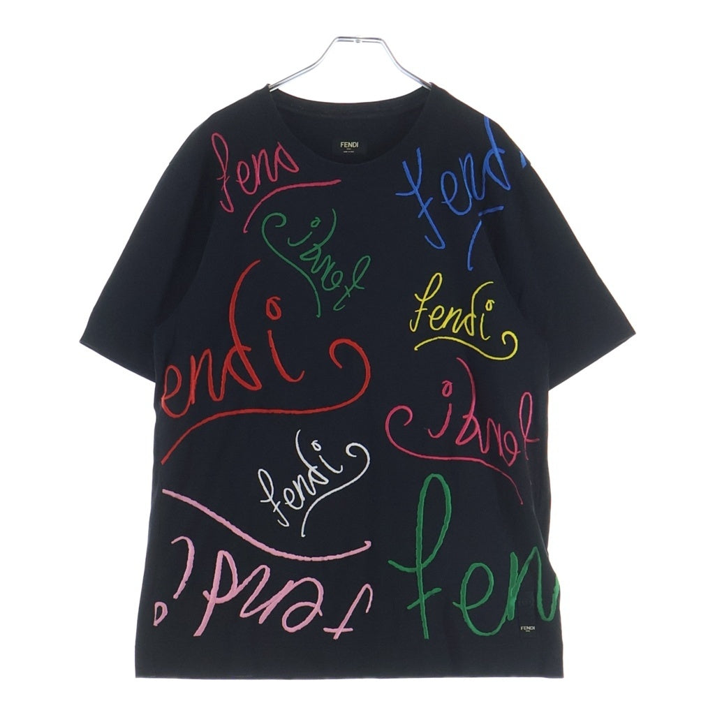FENDI(フェンディ) ARTIST ALLOVER TEE フロントデザインTシャツ カットソー 刺繍 ブラック FY0936 AH0V
