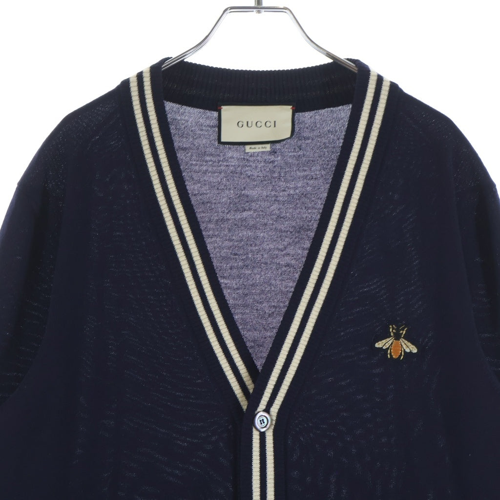 GUCCI(グッチ) Bee刺繍 ウールニットカーディガン ネイビー