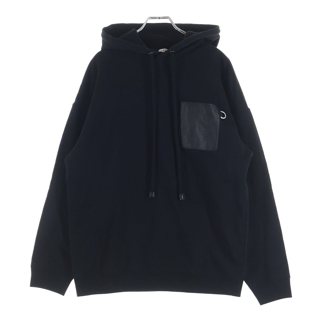 LOEWE(ロエベ) ANAGRAM LEATHER PATCH HOODIE アナグラム レザーパッチ フーディー パーカー ロゴ ブラック H526Y25X15