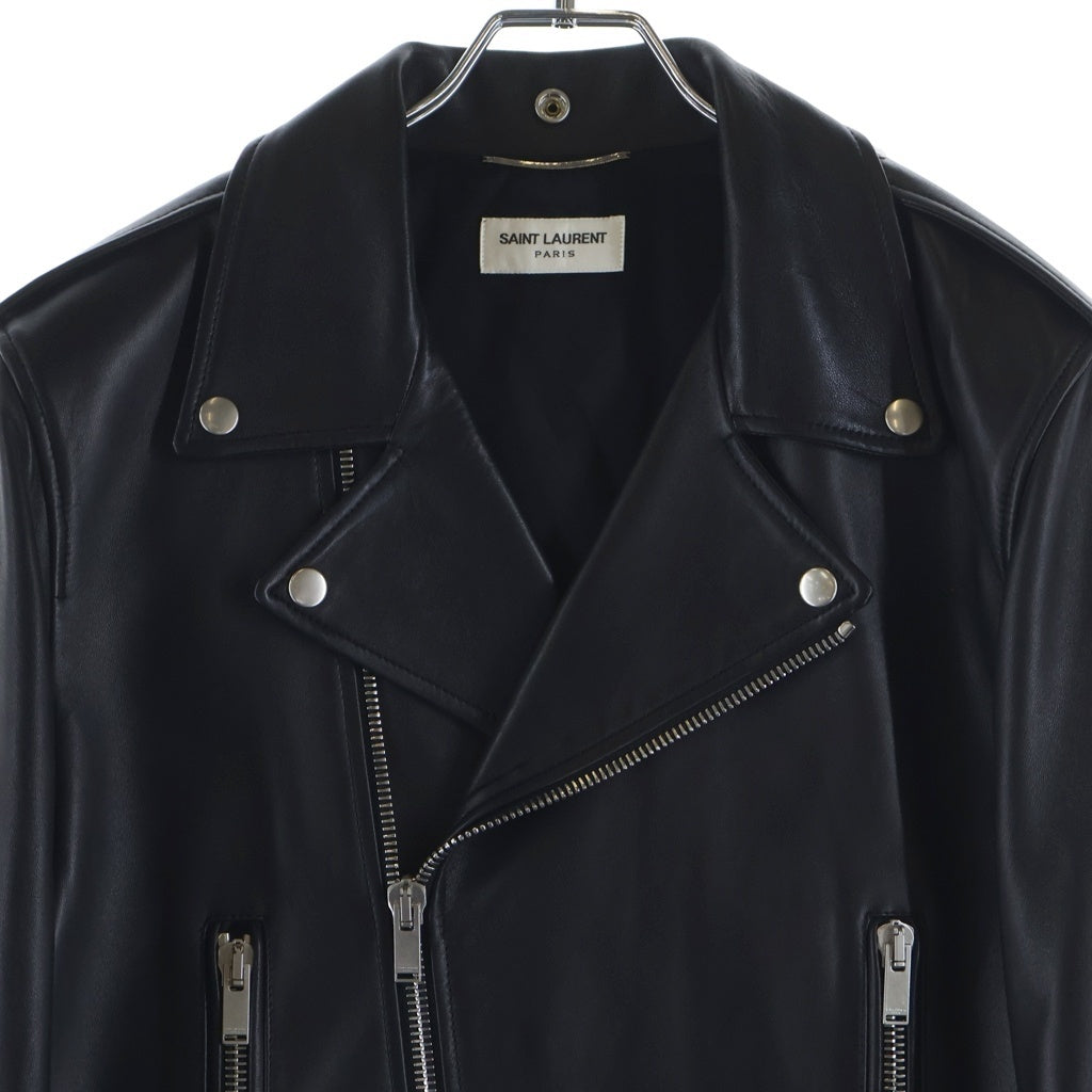 SAINT LAURENT PARIS(サンローランパリ) クラシックモーターサイクルライダースレザージャケット ラムレザー ダブル イタリア製 ブラック 484284