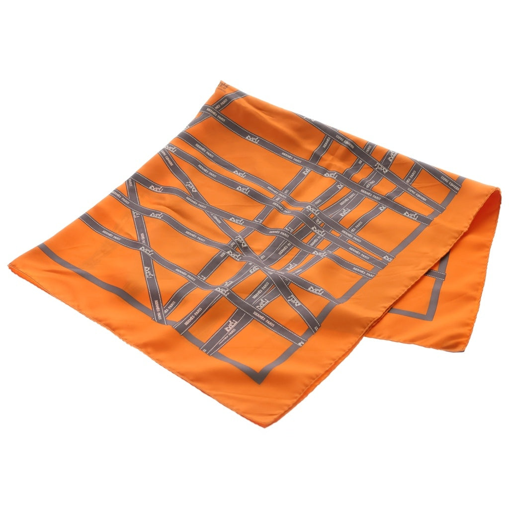 HERMES(エルメス) カレ90 スカーフ ボルデュック シルク オレンジ レディース