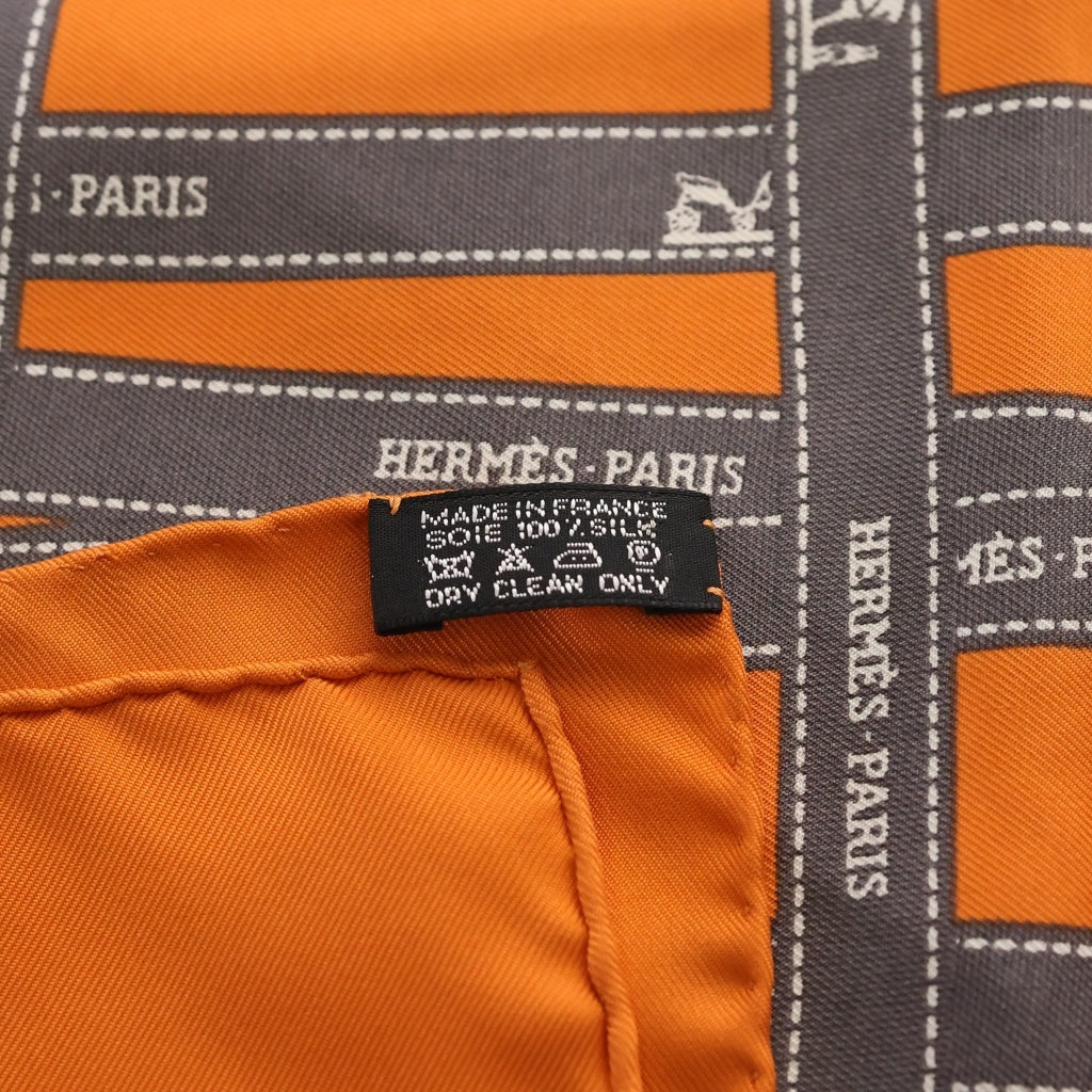 HERMES(エルメス) カレ90 スカーフ ボルデュック シルク オレンジ レディース
