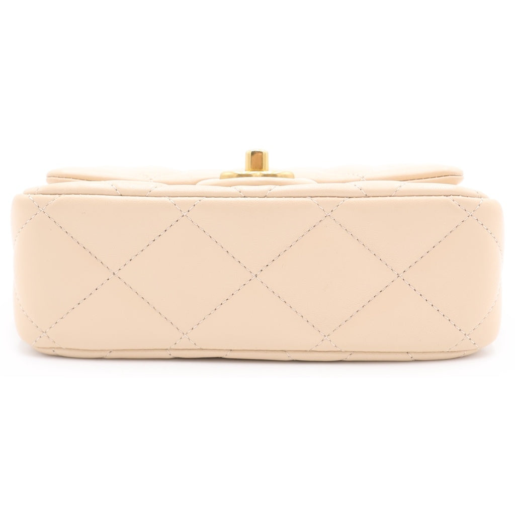 CHANEL(シャネル) マトラッセ ミニフラップ ショルダーバッグ ラムスキン チェーン ゴールド金具 ベージュ AS3829 レディース