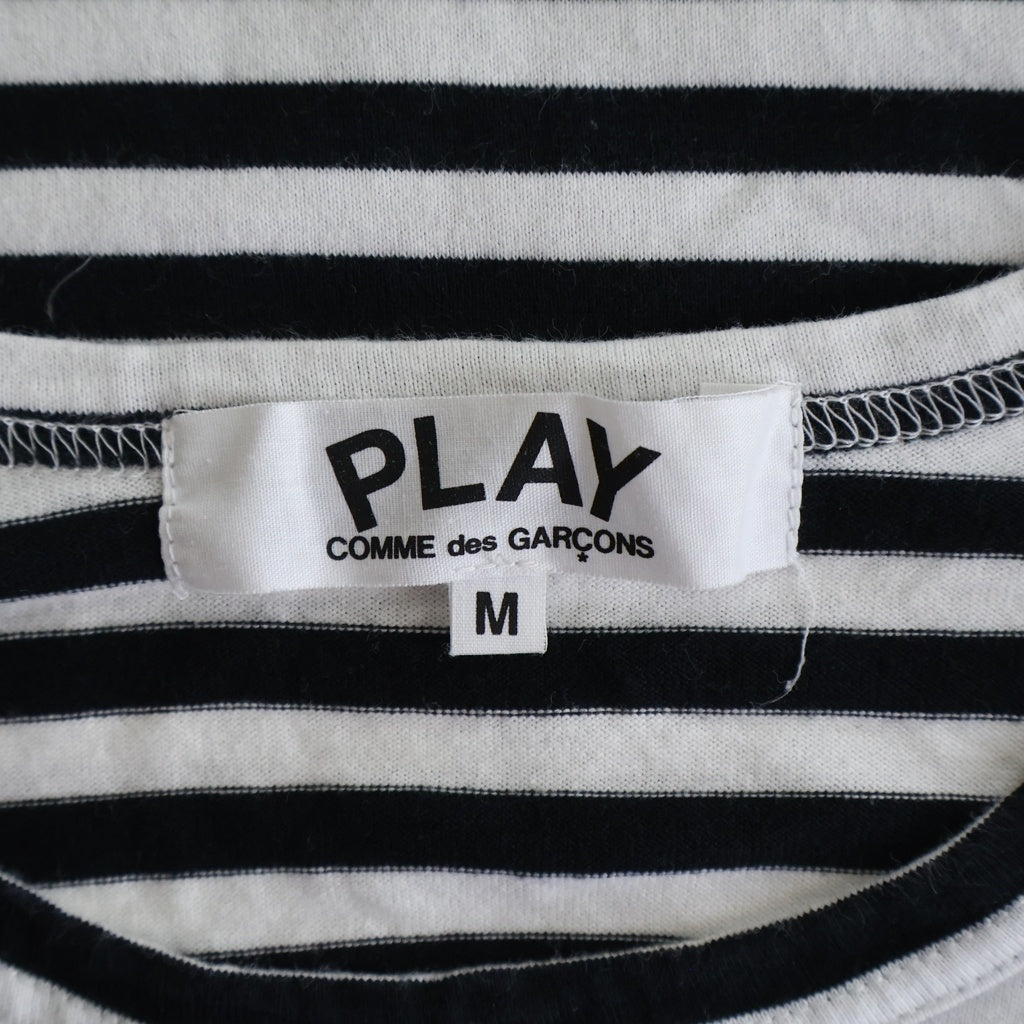 PLAY COMME des GARCONS(プレイコムデギャルソン) ボーダー柄 ロングスリーブコットンTシャツ ホワイト×ブラック #M レディース