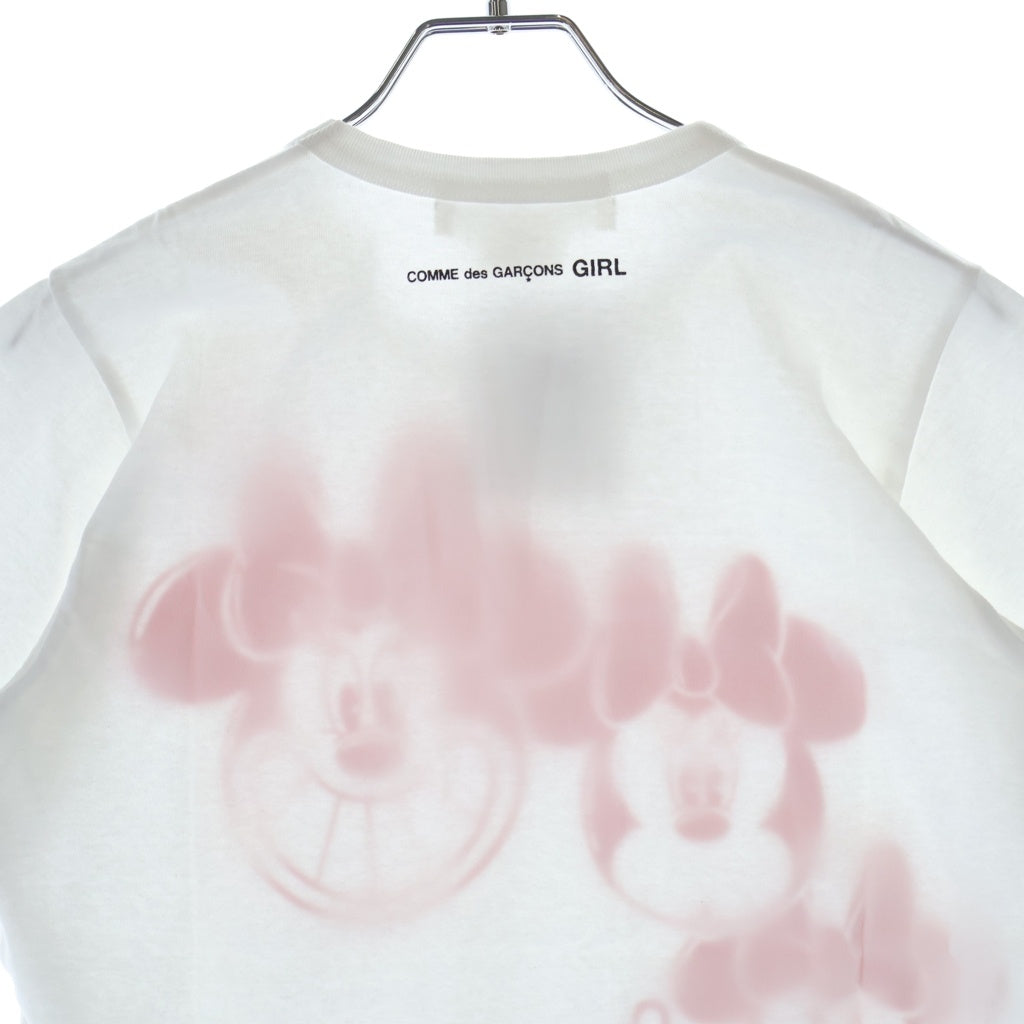 COMME DES GARCONS GIRL(コムデギャルソンガール) ×ディズニーコラボ フロントミッキープリント 半袖コットンTシャツ ホワイト×レッド #S レディース
