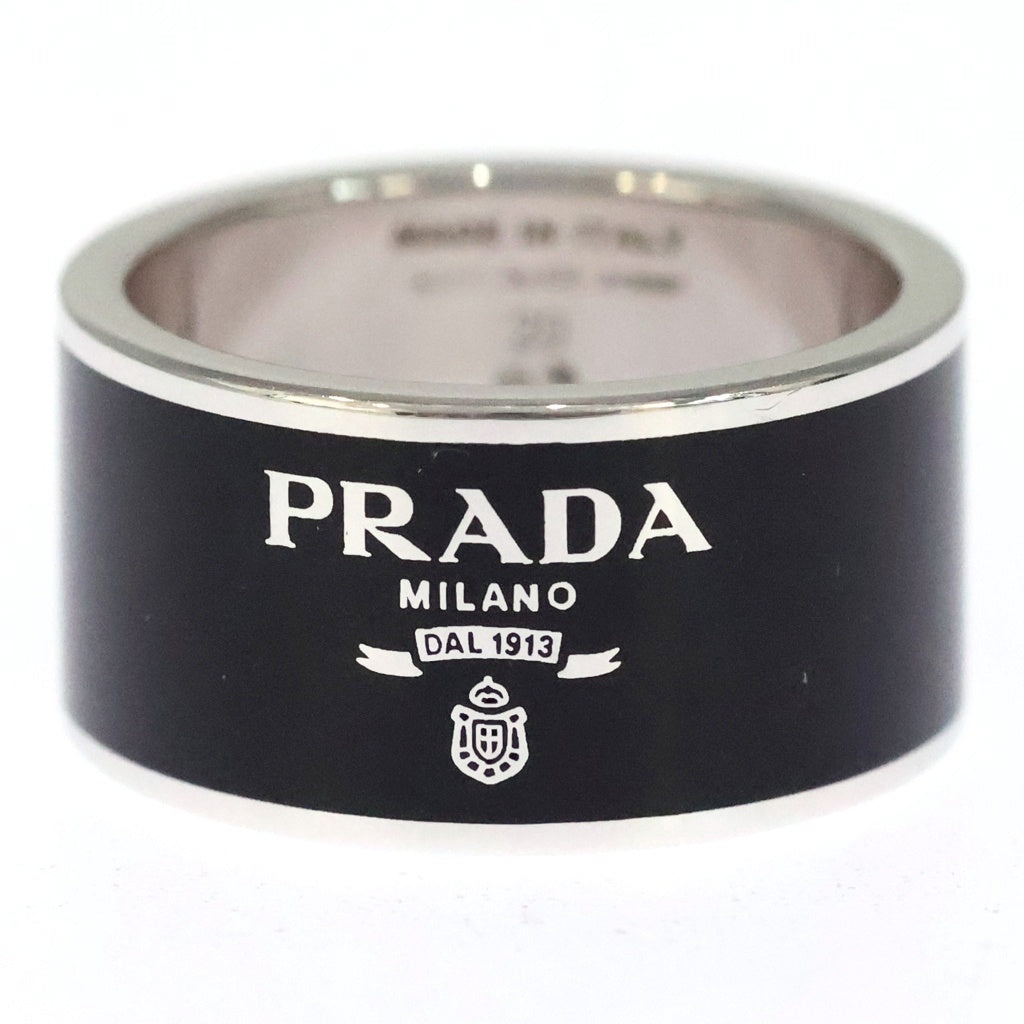 PRADA(プラダ) エナメル シルバー リング ロゴ SV925 シルバー ブラック 2JA202 #20