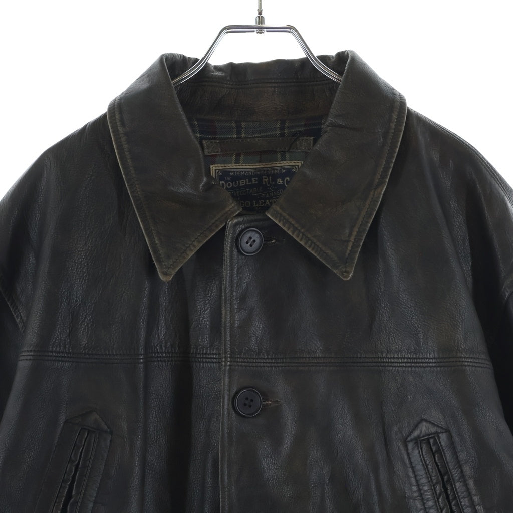 RRL(ダブルアールエル) 25AW Indigo Leather Car Coat インディゴレザーカーコート カウハイドレザージャケット インディゴ染め ブラウン 200013316