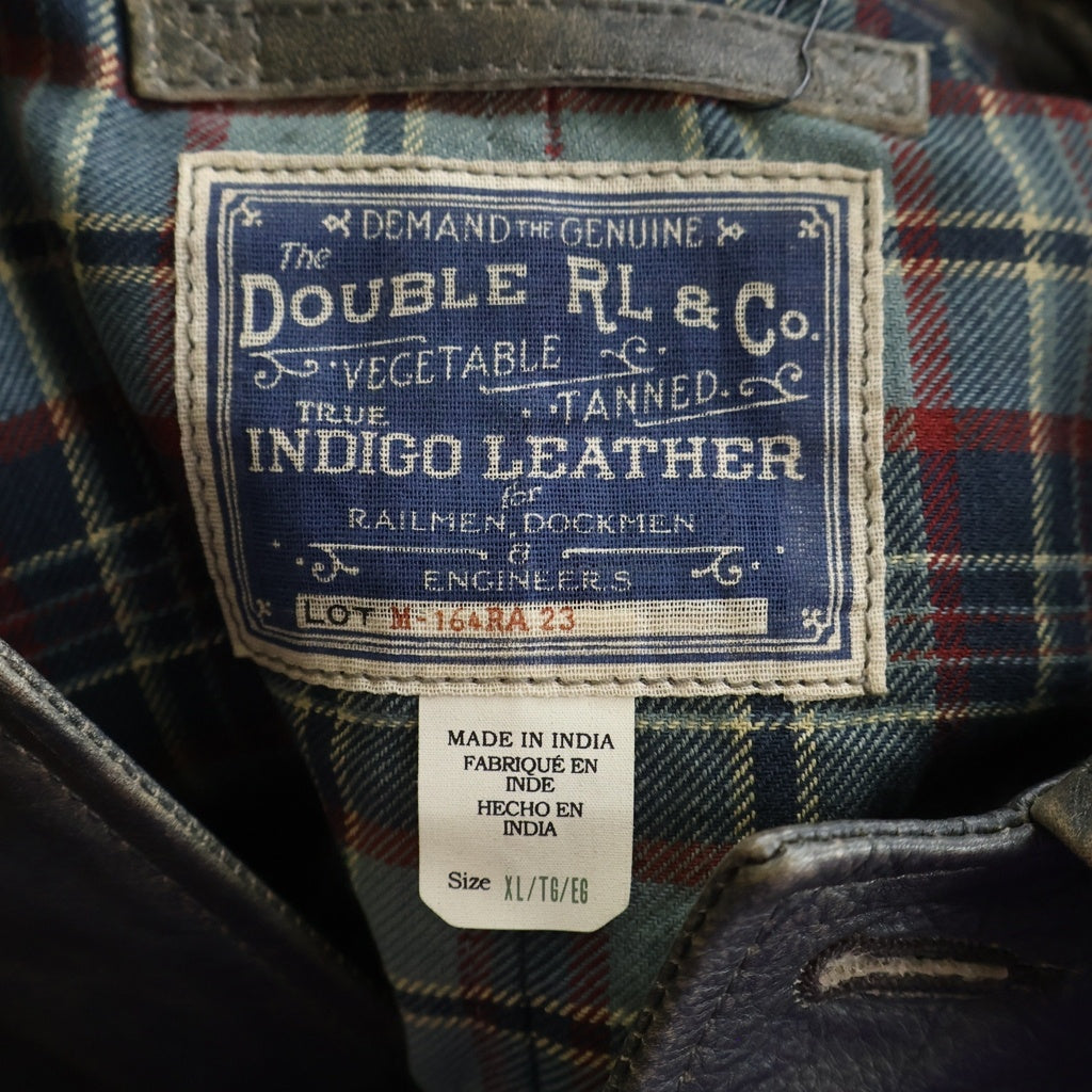 RRL(ダブルアールエル) 25AW Indigo Leather Car Coat インディゴレザーカーコート カウハイドレザージャケット インディゴ染め ブラウン 200013316