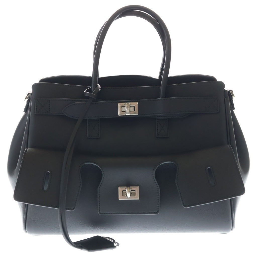 BALENCIAGA(バレンシアガ) ベルエアー キャリーオール ハンドバッグ ブラック カーフスキン 805481 シルバー金具 レディース