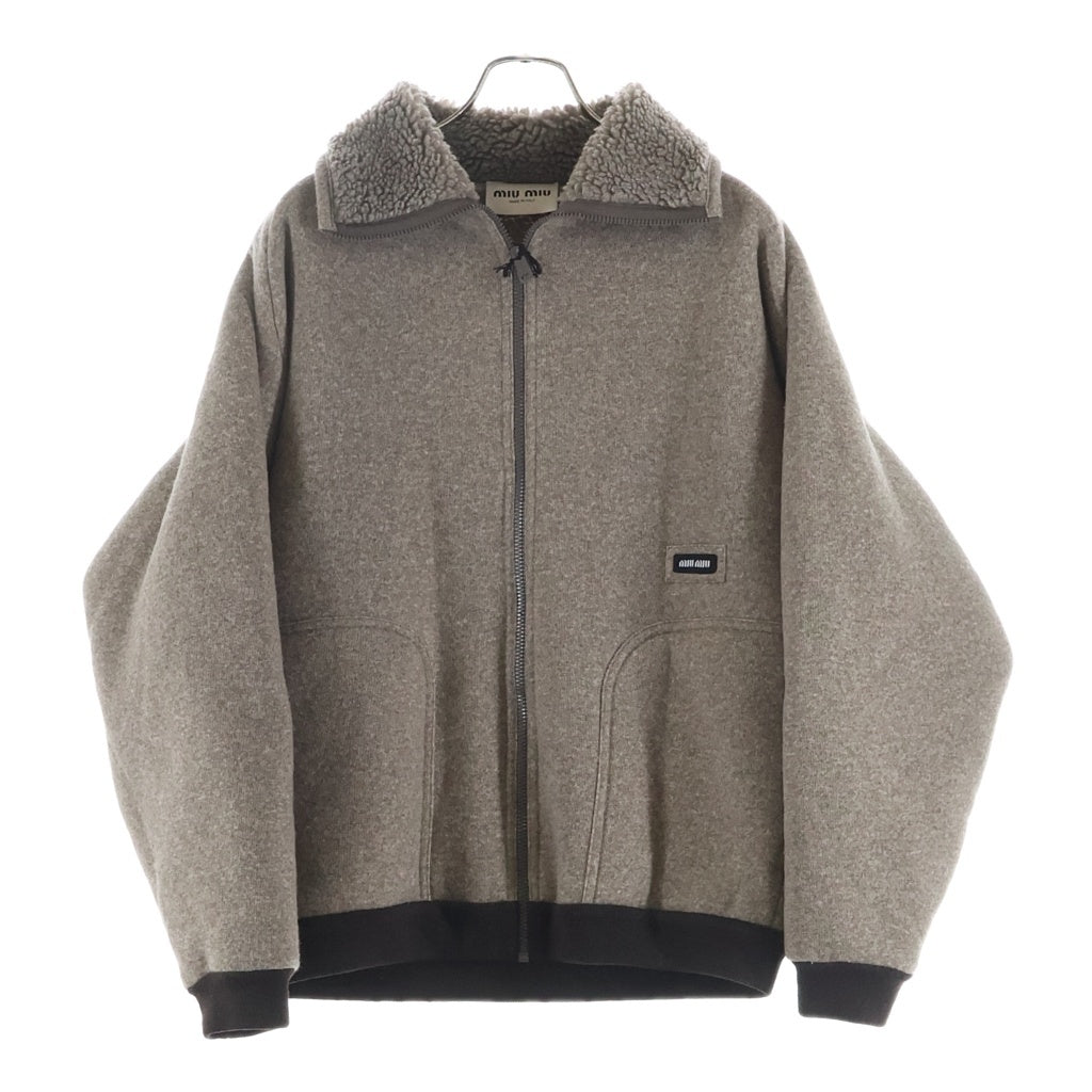 miumiu(ミュウミュウ) 25AW Fleece Zip Up Blouson Jacket フリースジップアップブルゾン ジャケット コットン ブラウン系 ML1369 レディース