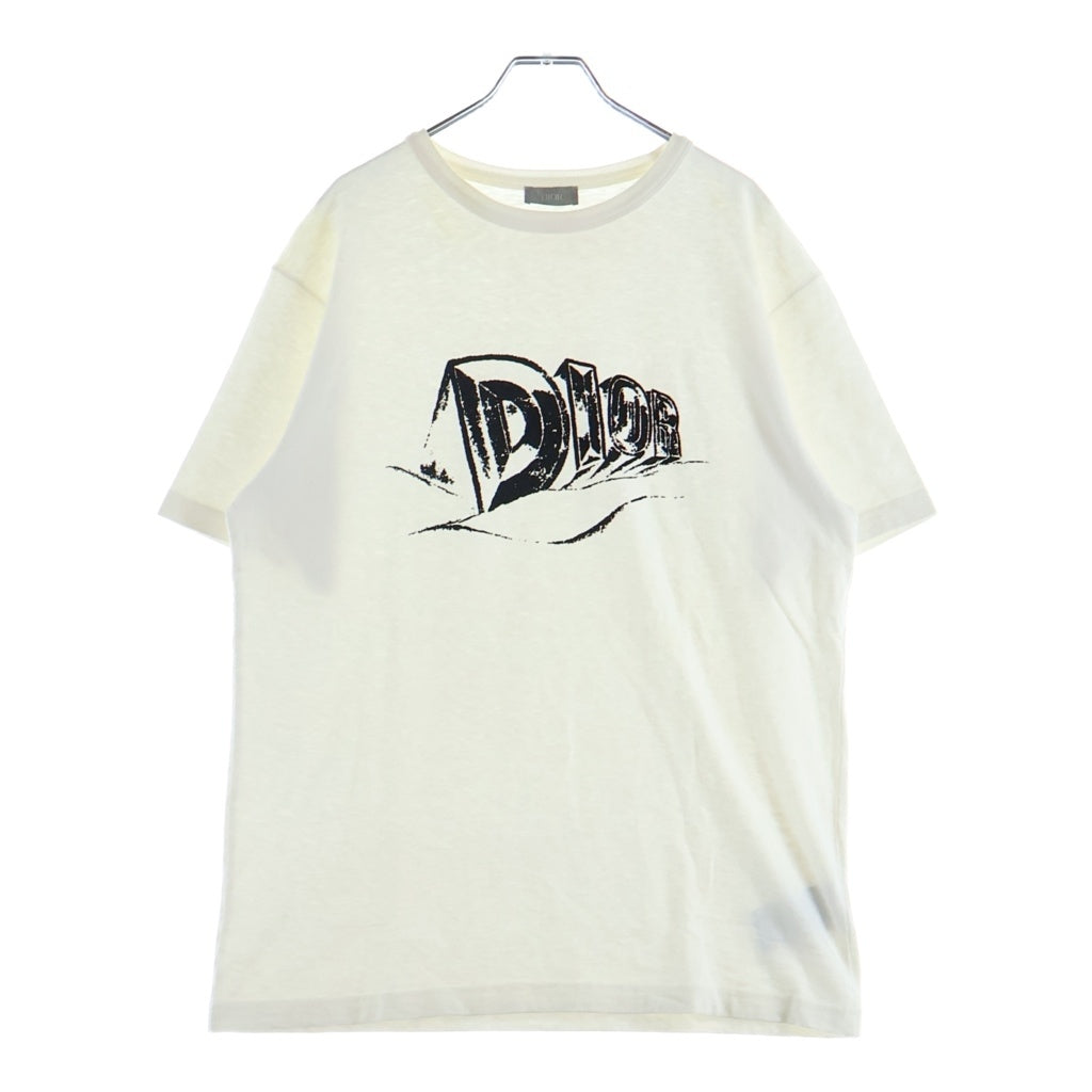 Christian Dior(クリスチャンディオール) 23AW フロッキーロゴ 半袖Tシャツ カットソー コットン ホワイト 393J696A0849
