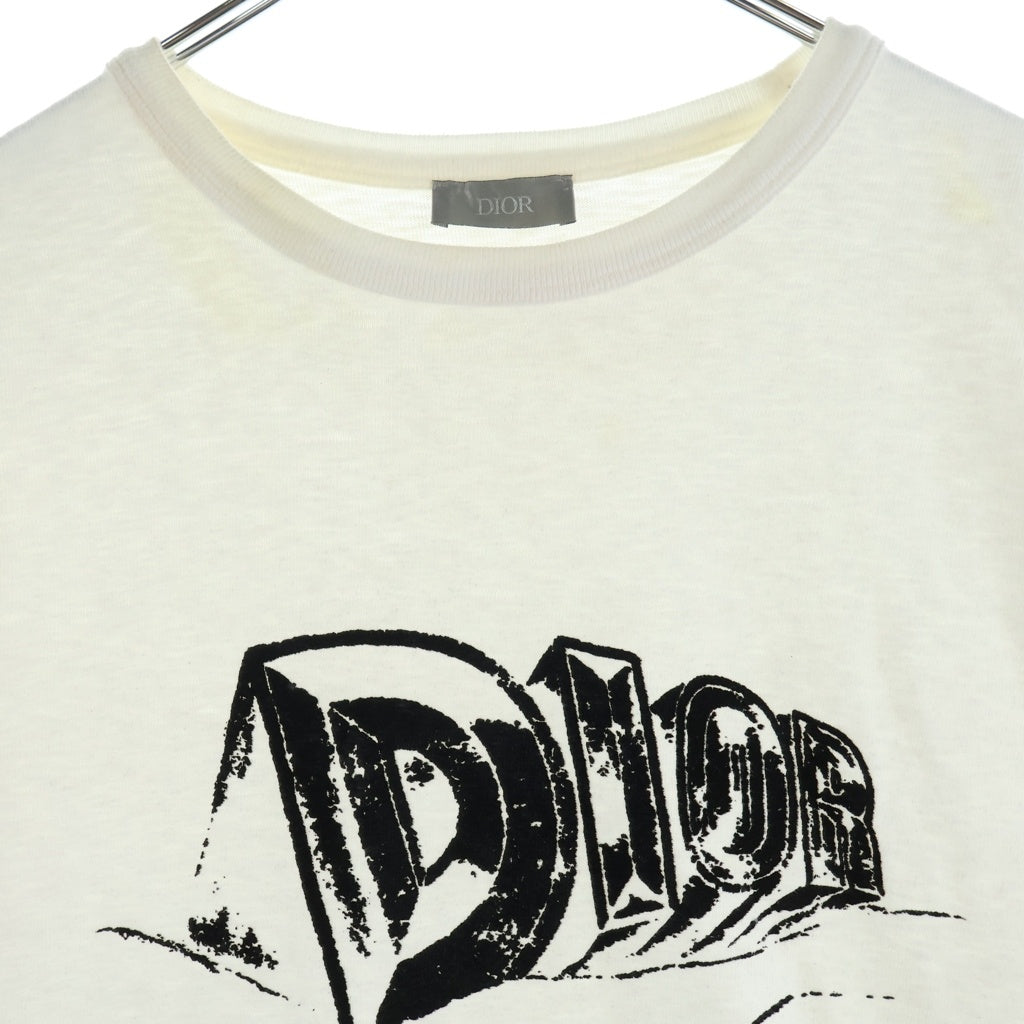 Christian Dior(クリスチャンディオール) 23AW フロッキーロゴ 半袖Tシャツ カットソー コットン ホワイト 393J696A0849