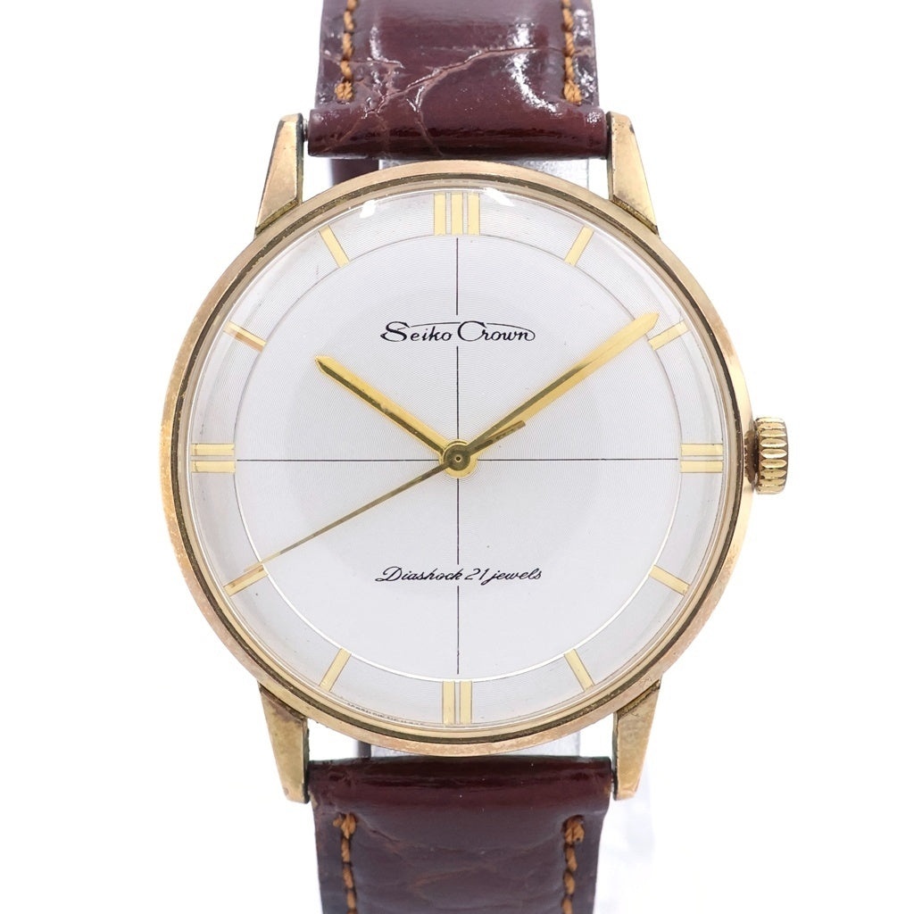 SEIKO(セイコー) セイコークラウン シルバー文字盤 GP×革/手巻き 腕時計 J15003E レディース