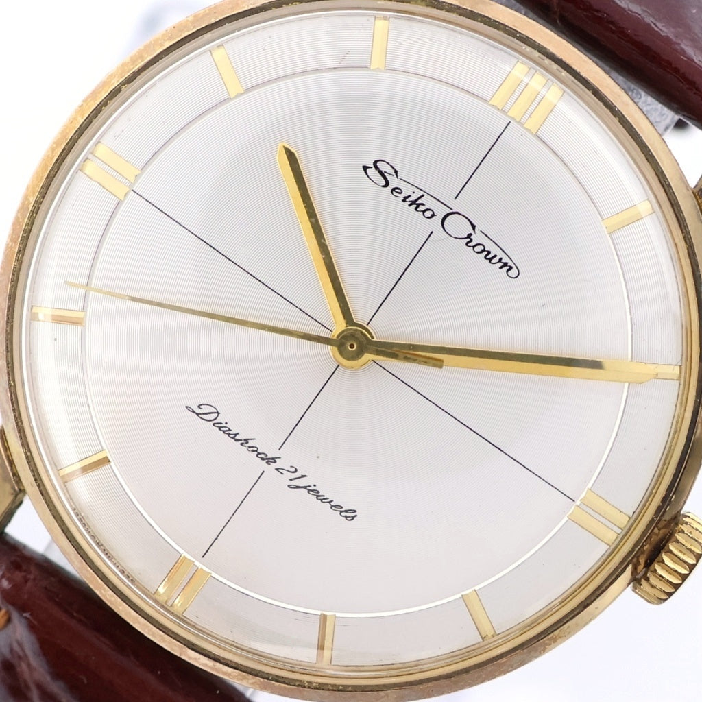 SEIKO(セイコー) セイコークラウン シルバー文字盤 GP×革/手巻き 腕時計 J15003E レディース