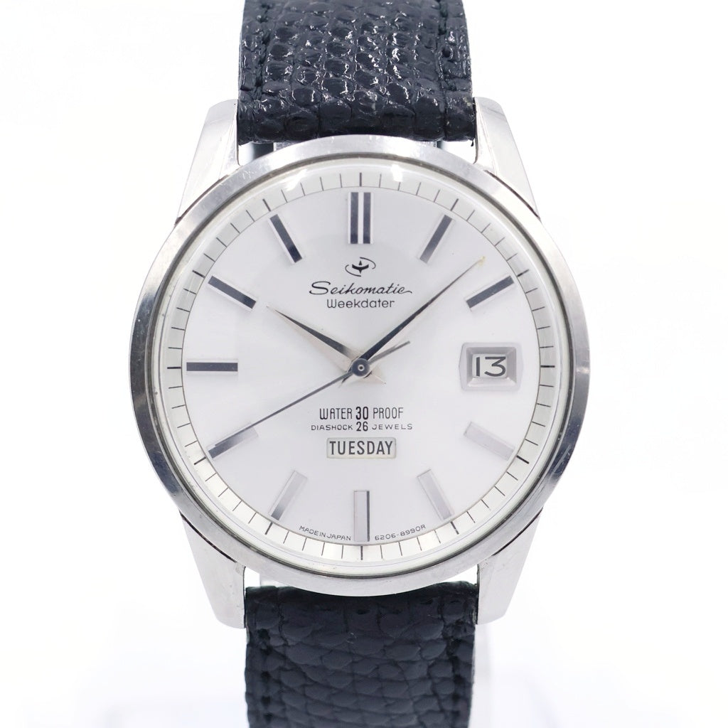 SEIKO(セイコー) ウィークデーター シルバー文字盤 SS×革/AT 腕時計 ヴィンテージ J13080