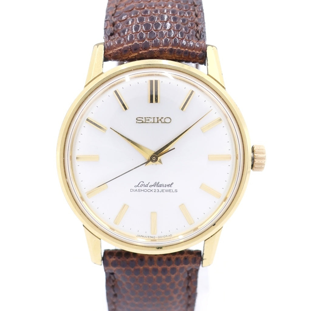 SEIKO(セイコー) Lord Marvel ロードマーベル シルバー文字盤 GP×革/手巻き 腕時計 ヴィンテージ 5740-0010 レディース