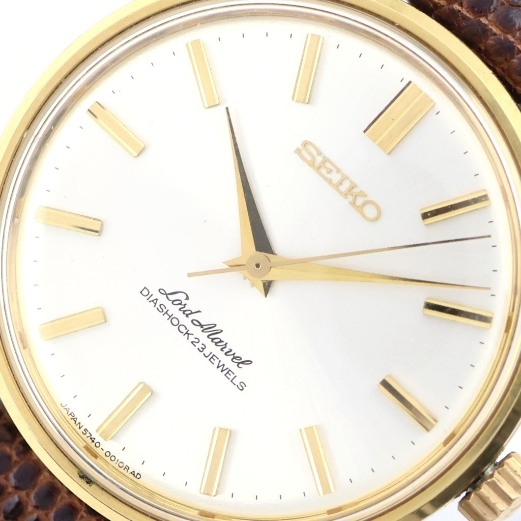 SEIKO(セイコー) Lord Marvel ロードマーベル シルバー文字盤 GP×革/手巻き 腕時計 ヴィンテージ 5740-0010 レディース