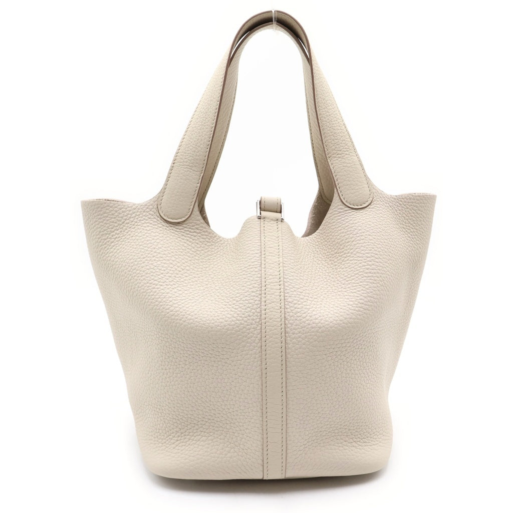 HERMES(エルメス) ピコタンロックMM ハンドバッグ トリヨンクレマンス シルバー金具 クレ グレー K刻印 レディース