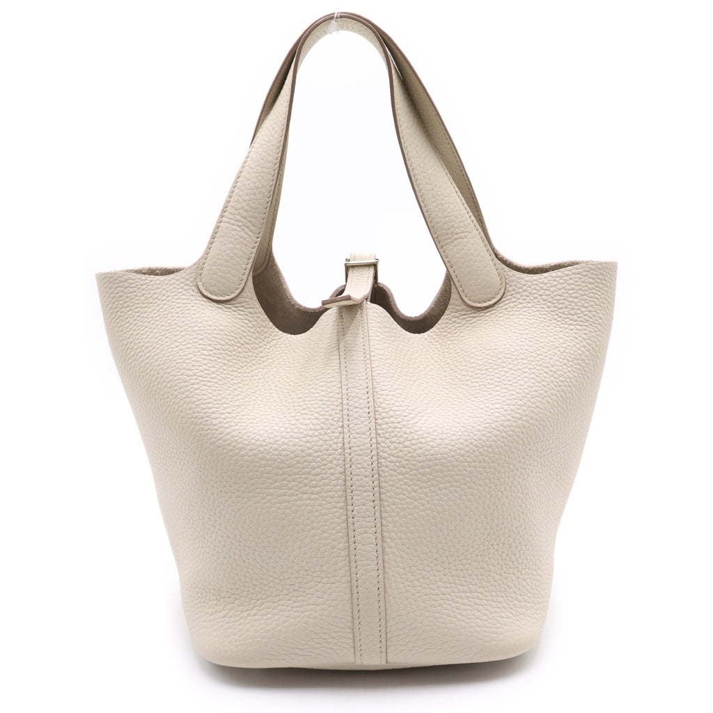HERMES(エルメス) ピコタンロックMM ハンドバッグ トリヨンクレマンス シルバー金具 クレ グレー K刻印 レディース