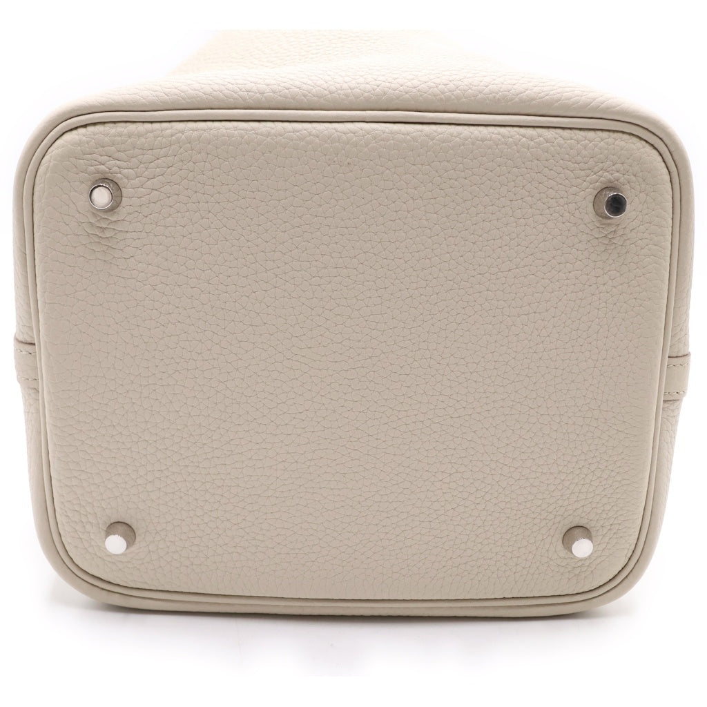 HERMES(エルメス) ピコタンロックMM ハンドバッグ トリヨンクレマンス シルバー金具 クレ グレー K刻印 レディース