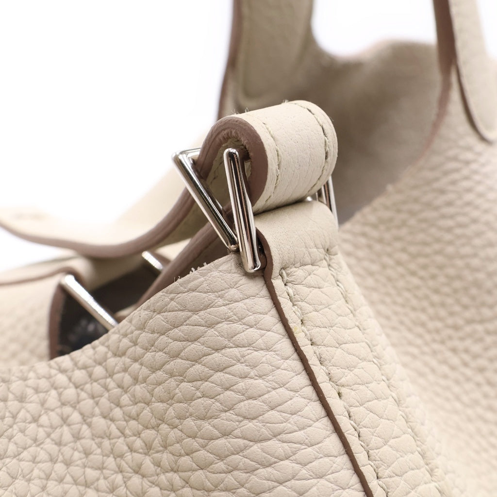 HERMES(エルメス) ピコタンロックMM ハンドバッグ トリヨンクレマンス シルバー金具 クレ グレー K刻印 レディース