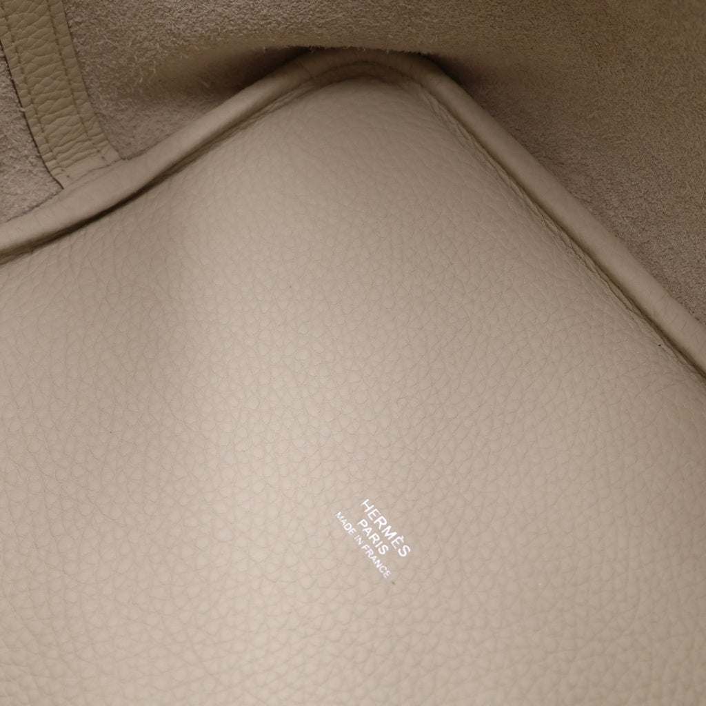 HERMES(エルメス) ピコタンロックMM ハンドバッグ トリヨンクレマンス シルバー金具 クレ グレー K刻印 レディース