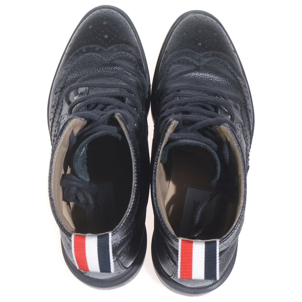 THOM BROWNE(トムブラウン) レザー レースアップ ブーツ ショートブーツ 厚底 ブラック #36 レディース
