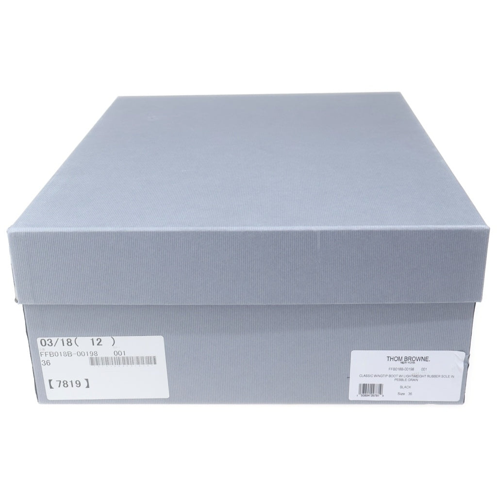 THOM BROWNE(トムブラウン) レザー レースアップ ブーツ ショートブーツ 厚底 ブラック #36 レディース