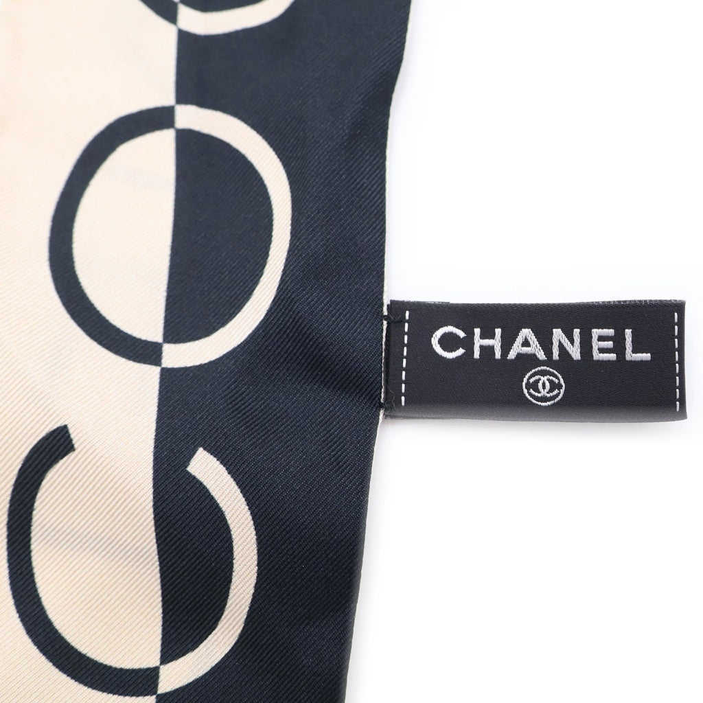 CHANEL(シャネル) ココマーク ロゴ シルク スカーフ ツイリー ブラック/ホワイト レディース