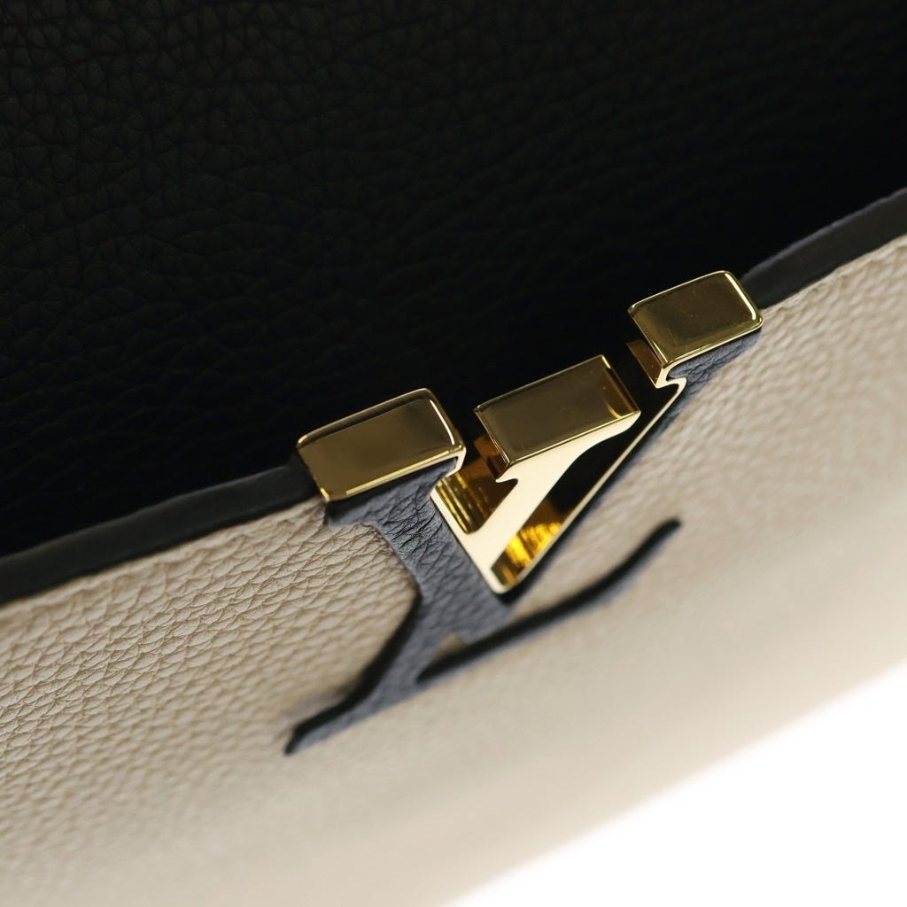 LOUIS VUITTON(ルイヴィトン) カプシーヌMM PM レザー 2WAY ハンドバッグ ショルダーバッグ ICタイプ バイカラー ブラック/ベージュ M52216 レディース