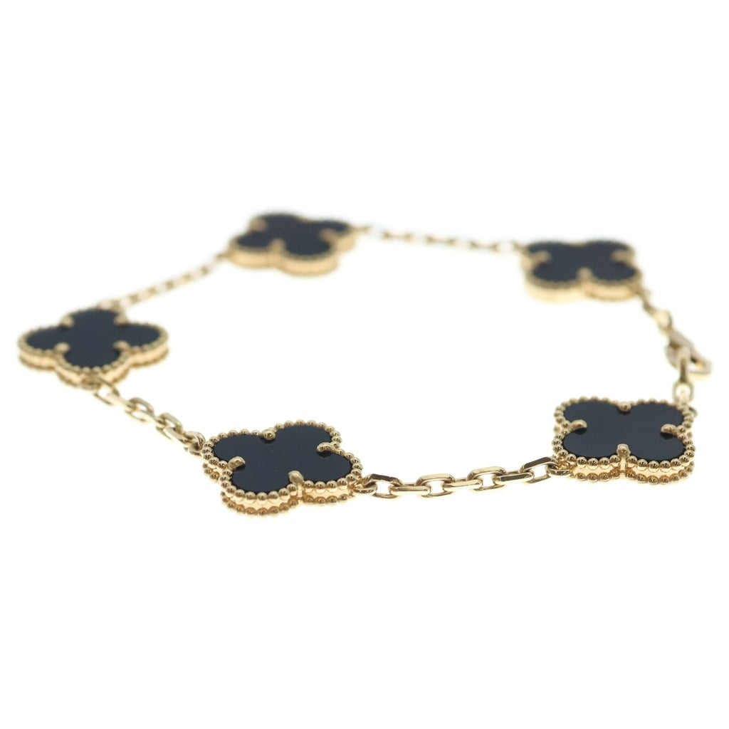 Van Cleef & Arpels(ヴァンクリーフアンドアーペル) ヴィンテージアルハンブラ 5モチーフ オニキス Au750 K18YG ブレスレット イエローゴールド VCARA41300 レディース