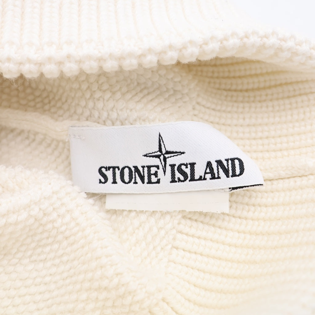 STONE ISLAND(ストーンアイランド) ロゴワッペン ニットキャップ ニット帽 帽子 ホワイト