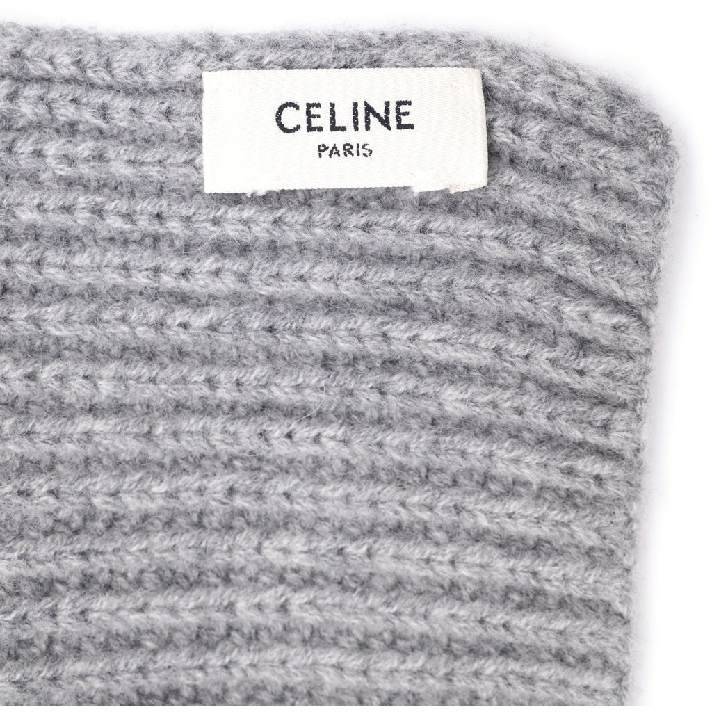 CELINE(セリーヌ) トリオンフ ストール マフラー ウール ニット編み グレー レディース