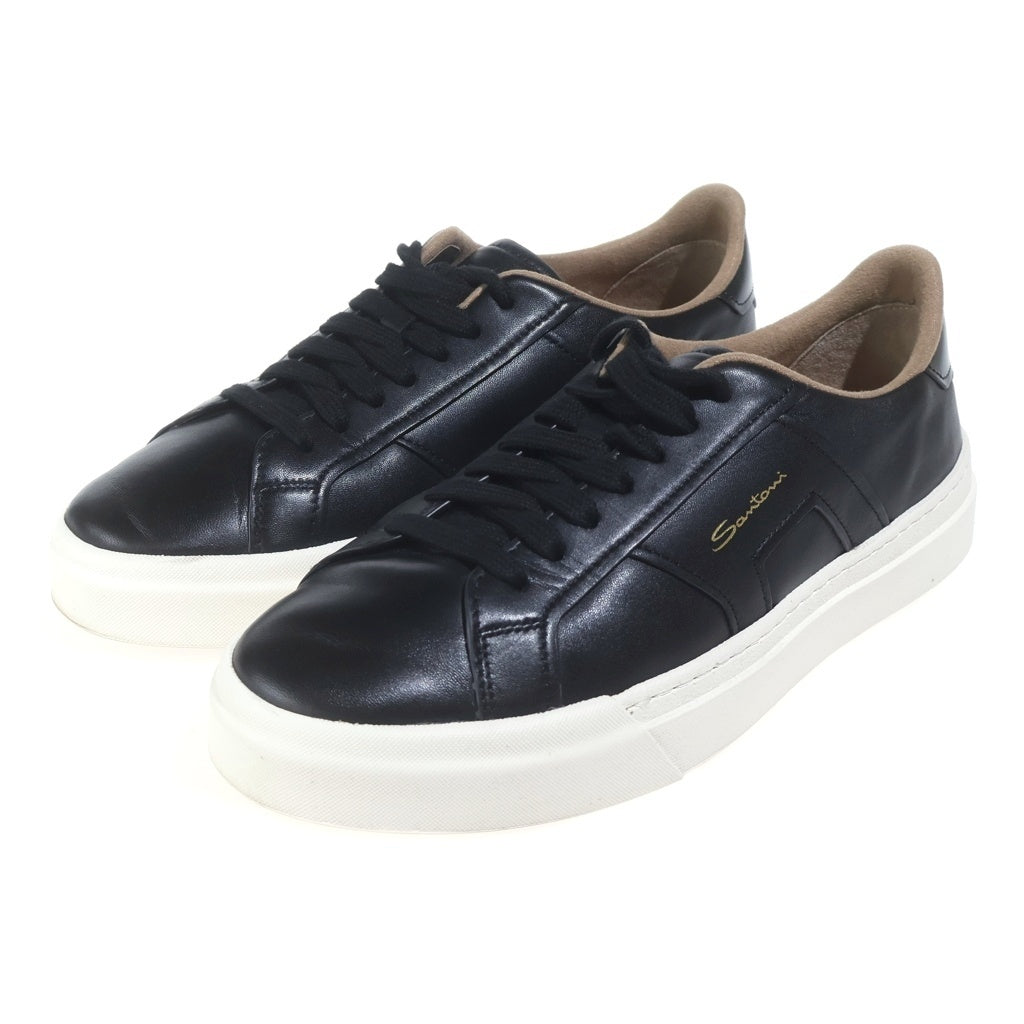 Santoni(サントーニ) レザーローカットスニーカー シューズ ロゴ フラットソール ブラック