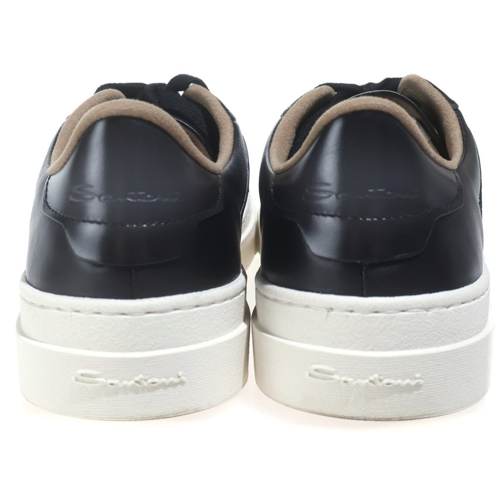 Santoni(サントーニ) レザーローカットスニーカー シューズ ロゴ フラットソール ブラック