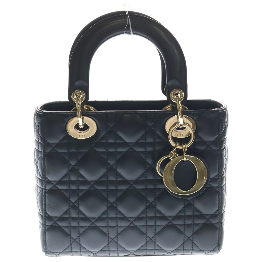Christian Dior(クリスチャンディオール) マイレディディオール 2WAYハンドバッグ ショルダーバッグ ブラック ラムスキン ゴールド金具 レディース