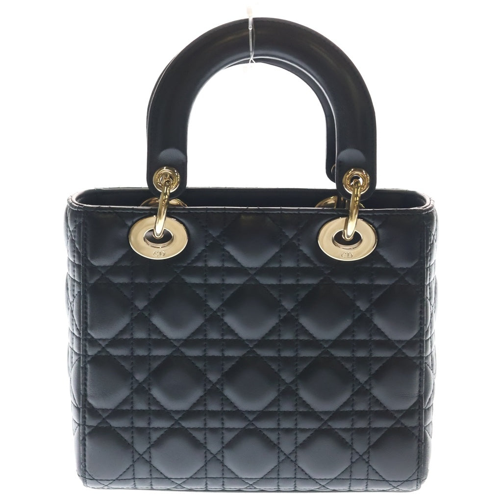 Christian Dior(クリスチャンディオール) マイレディディオール 2WAYハンドバッグ ショルダーバッグ ブラック ラムスキン ゴールド金具 レディース