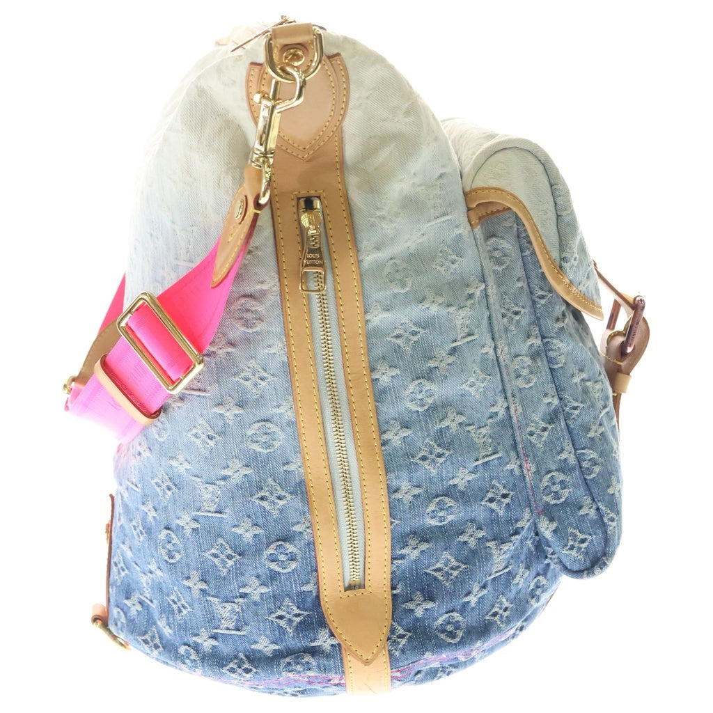 LOUIS VUITTON(ルイヴィトン) モノグラム・デニム サンバーストPM トートバッグ ショルダーバッグ ハンドバッグ インディゴブルー×ピンク レザー×デニム M93184 ゴールド金具 レディース