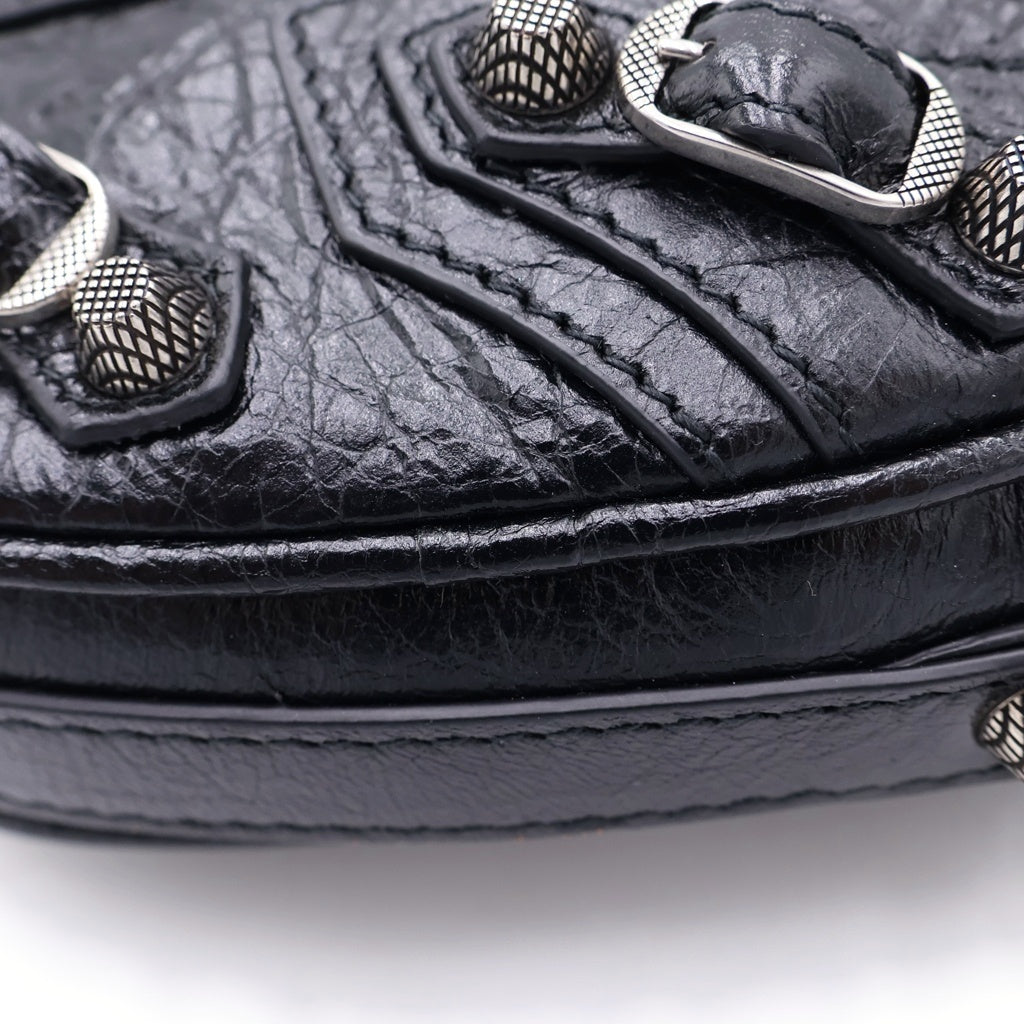 BALENCIAGA(バレンシアガ) ルカゴール ハートミニ チェーンショルダーバッグ ブラック レザー 722781 シルバー金具 レディース