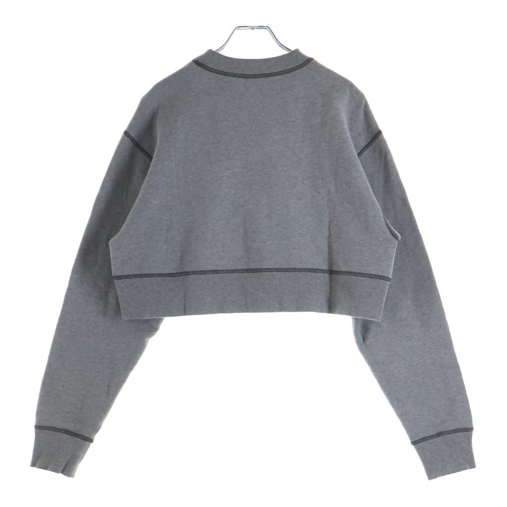 miumiu(ミュウミュウ) フロントロゴ コットン 長袖 裏起毛 スウェット トレーナー #S グレー MJL779 レディース