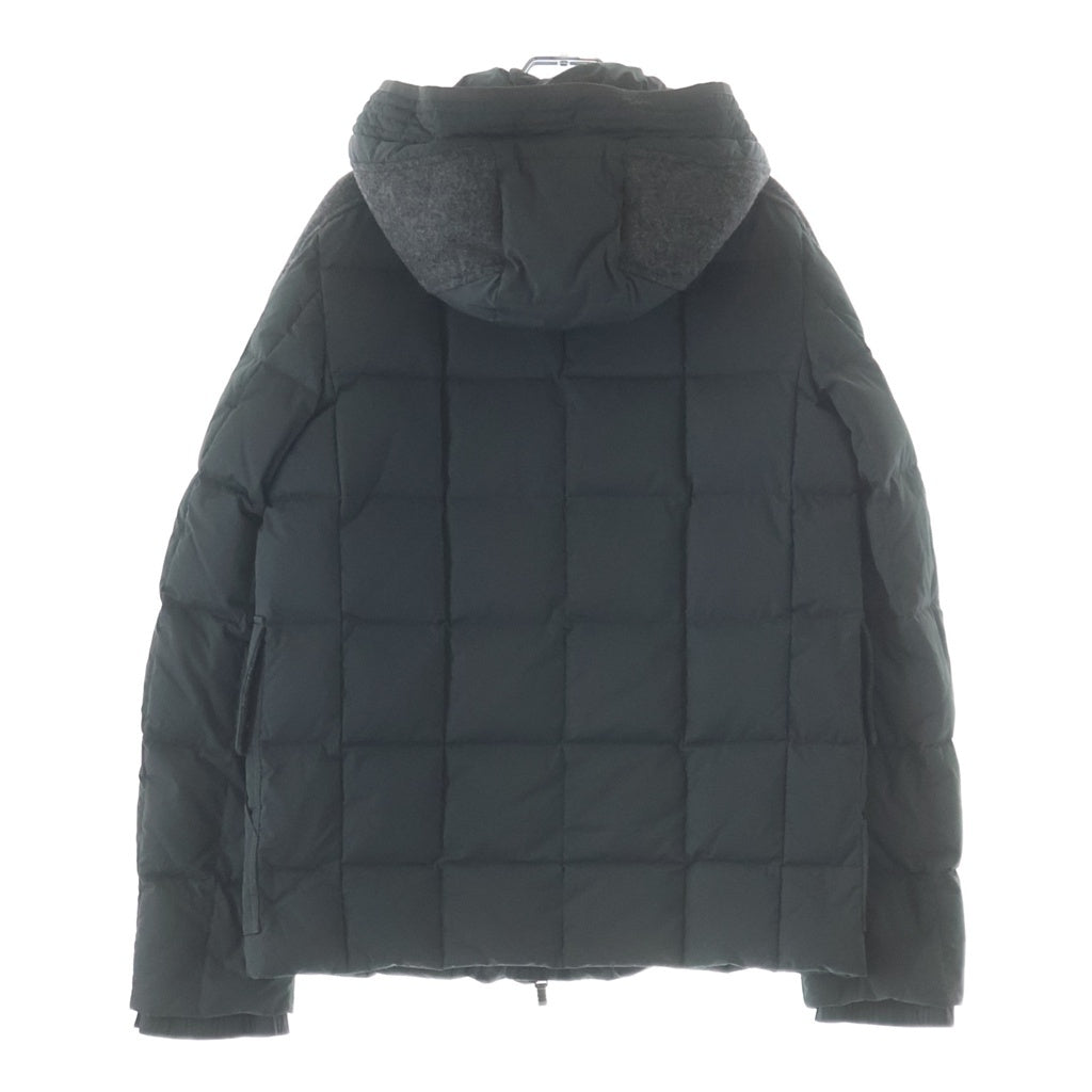 MONCLER GAMME BLEU(モンクレール・ガム・ブルー) ガムブルー ワッペンロゴ ウール切り替え フーデッド ダウンジャケット グレー 223914133280