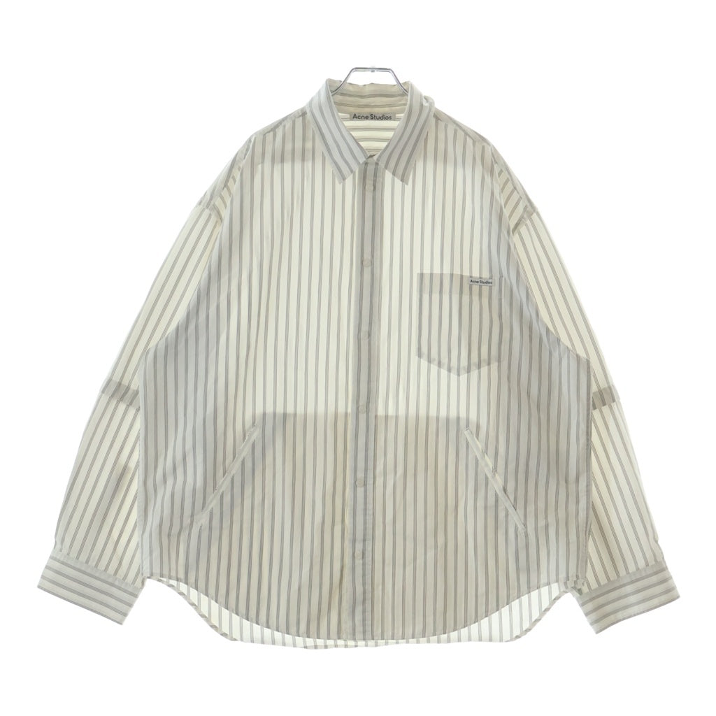 Acne Studios(アクネ ストゥディオズ) ストライプ総柄 ダブルスリーブ 長袖シャツ ホワイト/グレー BB0670