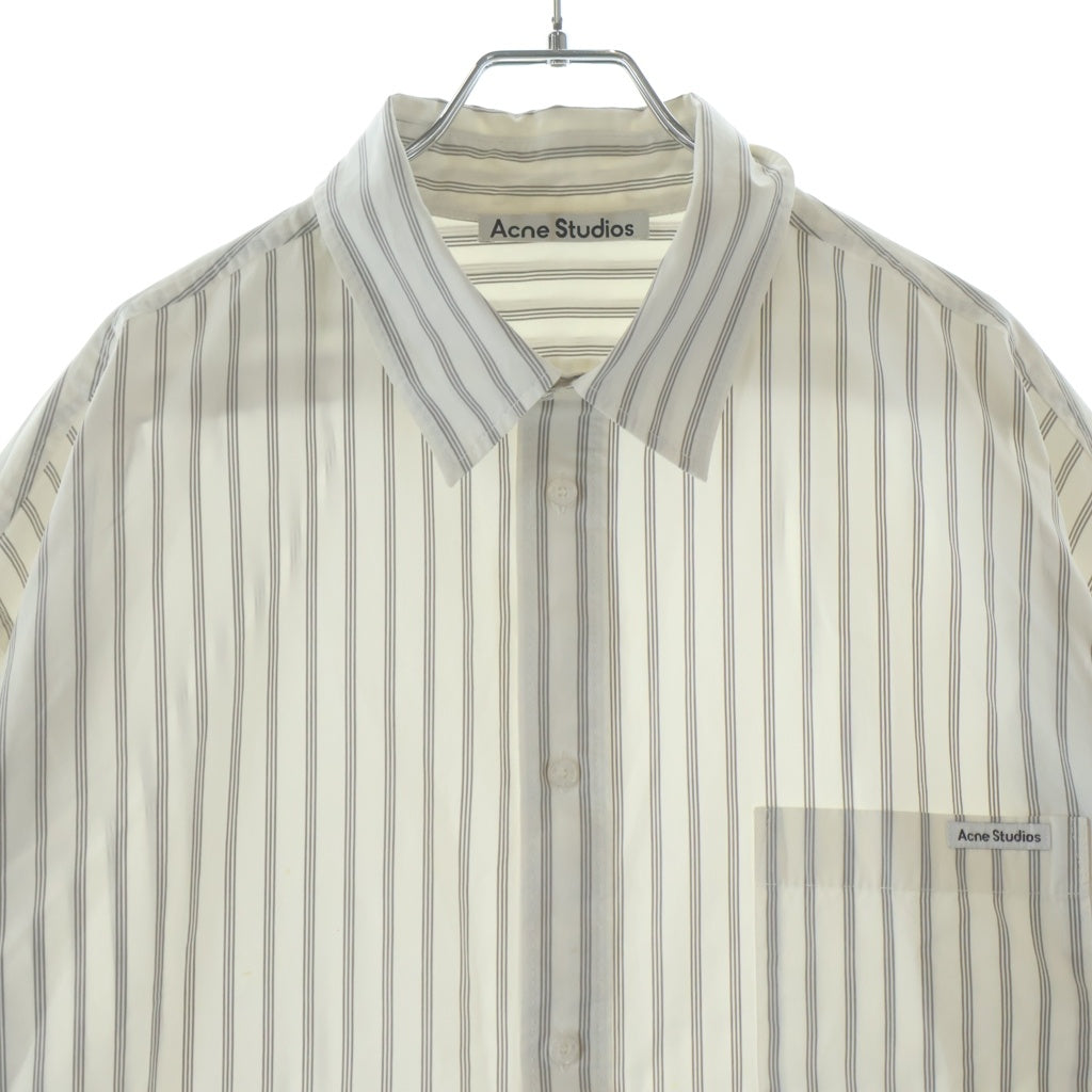 Acne Studios(アクネ ストゥディオズ) ストライプ総柄 ダブルスリーブ 長袖シャツ ホワイト/グレー BB0670