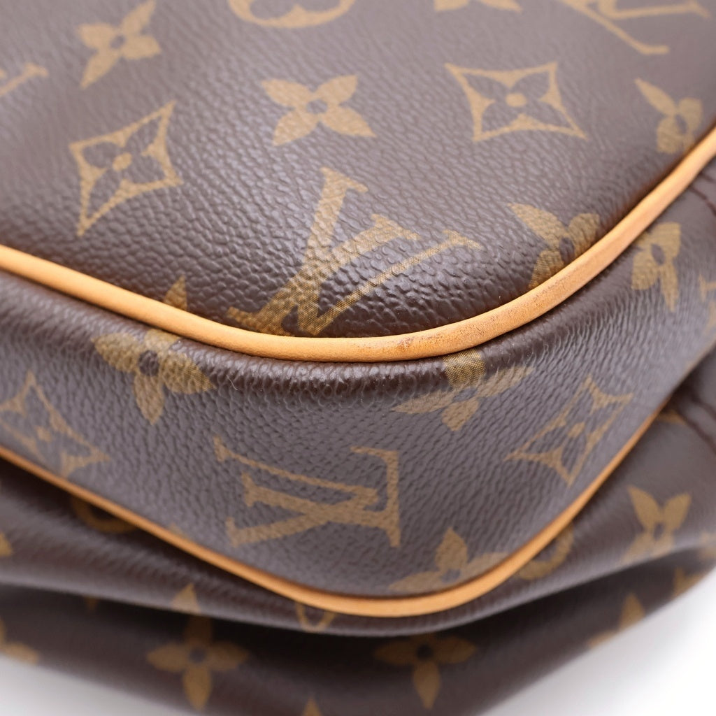 LOUIS VUITTON(ルイヴィトン) モノグラム リポーターPM ショルダーバッグ ブラウン レザー×PVC M45254 ゴールド金具 レディース
