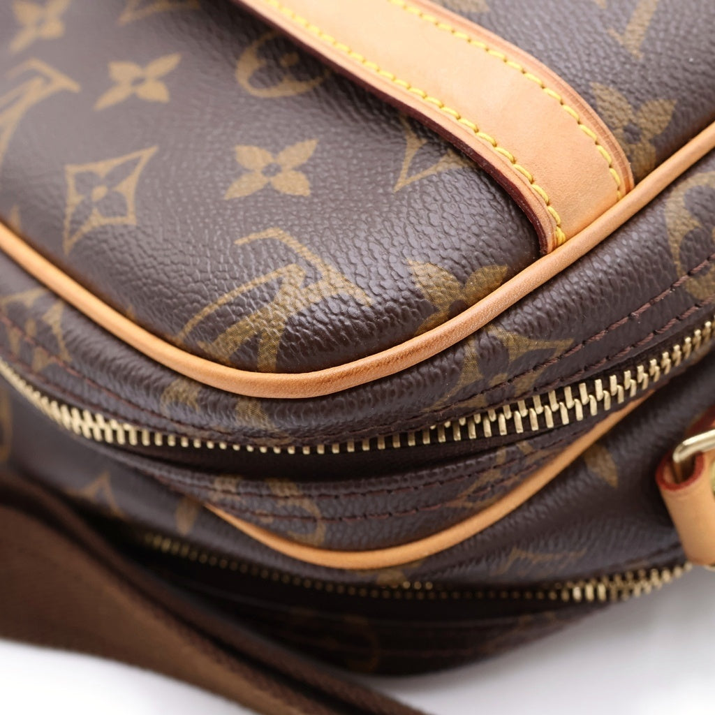 LOUIS VUITTON(ルイヴィトン) モノグラム リポーターPM ショルダーバッグ ブラウン レザー×PVC M45254 ゴールド金具 レディース