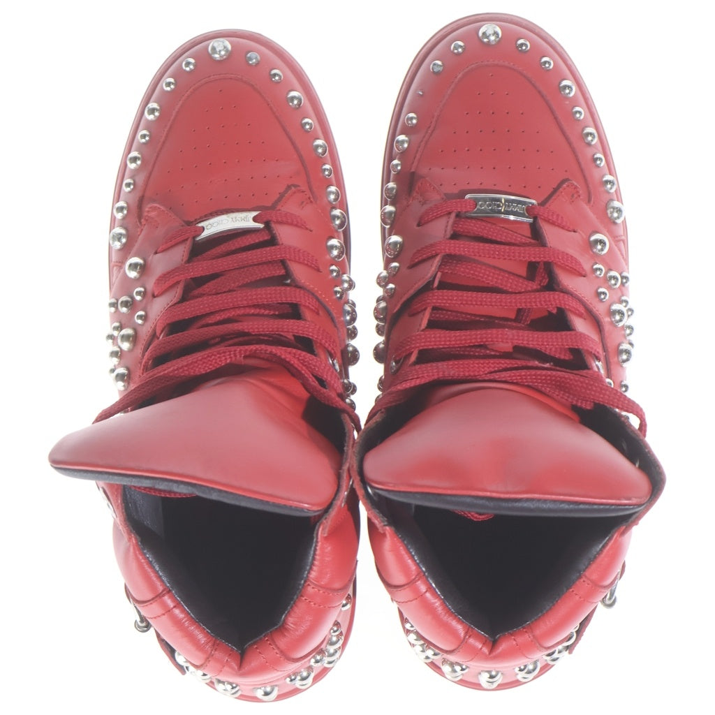 JIMMY CHOO(ジミーチュウ) スタッズ レザー ハイカットスニーカー シューズ #41 レッド